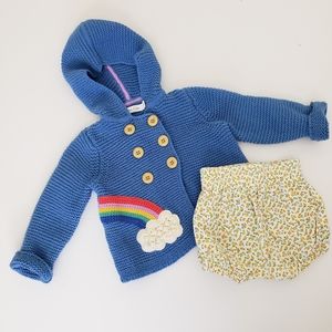 Baby Boden Blue Rainbow Sweater